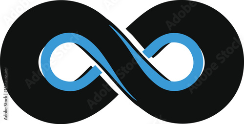 Stylized Infinity Symbol with Black and Blue Intertwined Loops  endless style vector illustration EPS file download