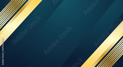 Luxurious gold geometric shapes on a dark turquoise background