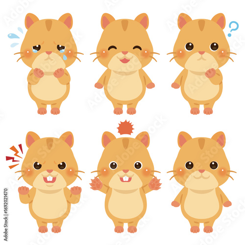 ハムスターのキャラクターイラスト　表情セット
