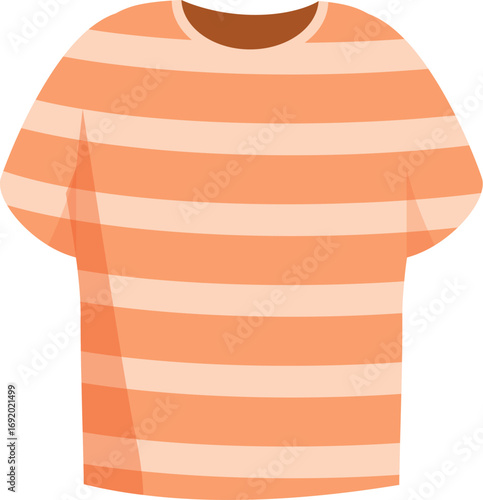 Orange and white striped t shirt isolated on white background, representing summer fashion trends