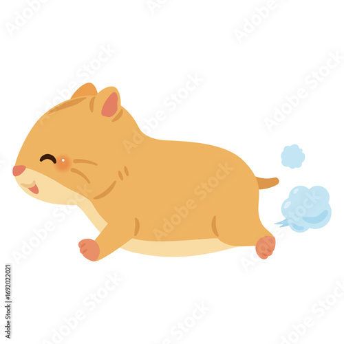 元気に走るハムスターのイラスト