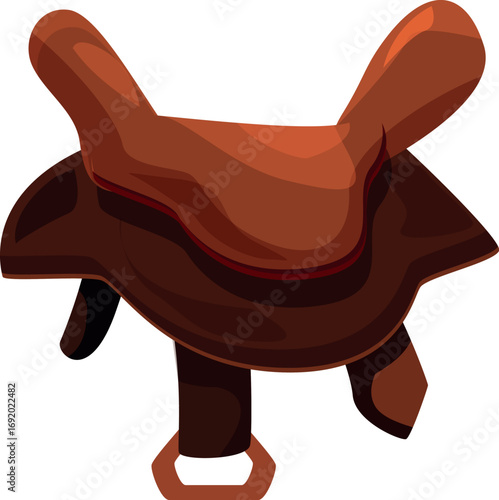 Classic horse saddle featuring brown leather construction, stirrup, and comfortable seat, perfect for equestrian activities