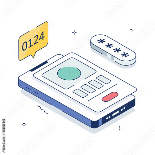 Amazing illustration of a secure mobile authentication process with verification code