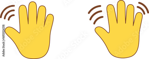 Waving hand flat vector icon set hello hi bye gesture symbol, friendly greeting emoji illustration isolated design.eps