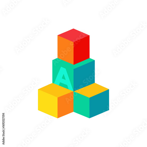 Colorful building blocks stacked with letter a