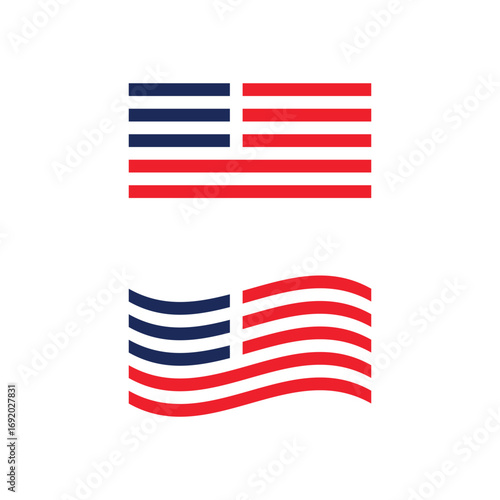 Vector illustration of the American flag logo with bold colors and clean design, ideal for patriotic themes, branding, and celebration concepts.