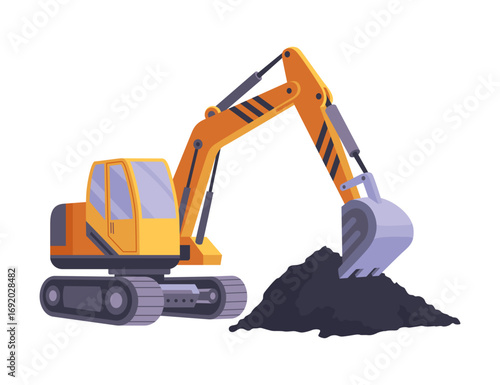 A Heavy Equipment Excavator is operating on a Construction Site