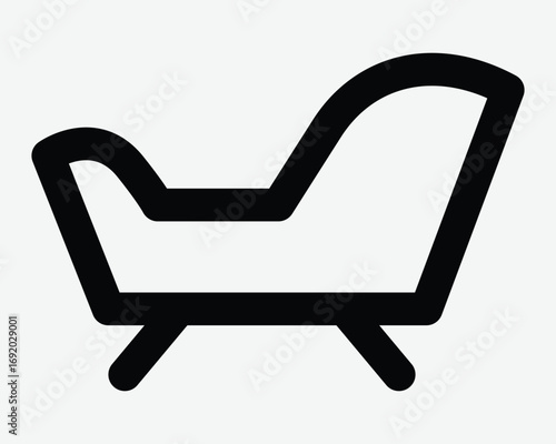 Lazy Chair Icon Sofa Outline Symbol Couch Line Sign Comfortable Furniture for Home Comfort Beach Lay Down Lying Luxury Black Graphic Interior Lounge