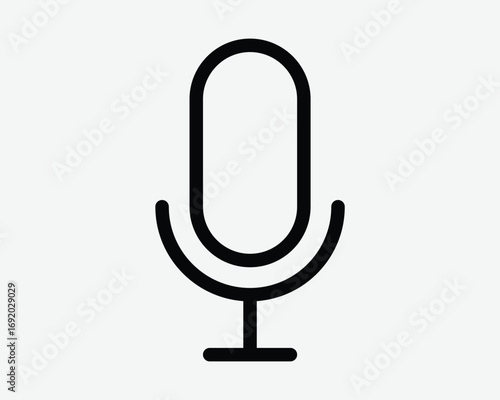 Microphone Line Icon Audio Music Mic Podcast Sound Recoding Record Broadcast Radio Black Outline Sign Symbol Mike Recording Recorder Vocal Equipment