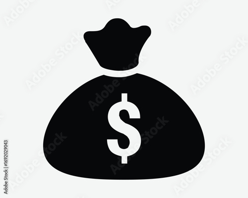 Money Bag finance investment savings icon. Business financial capital profits or earnings. Rich wealthy wealth invest fund funding dollar coin asset