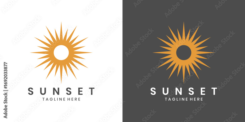 Fototapeta premium Sunrise logo with abstract sun rays