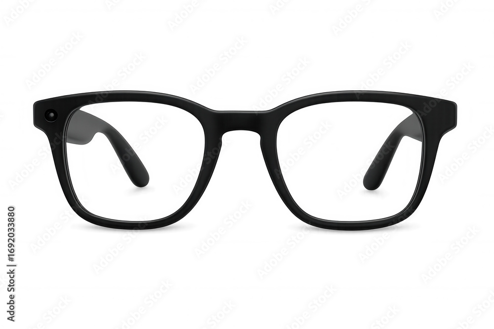 Fototapeta premium Sleek smart glasses featuring integrated camera, showcasing cutting-edge technology and wireless connectivity against transparent backdrop