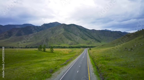 Altai Mountains in Russia from a bird's eye view. Beautiful views of the landscape from above. Quadcopter flight