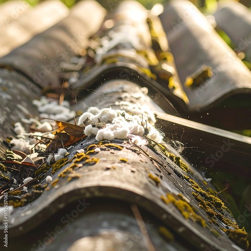 Roof tiles, sunlit, close-up