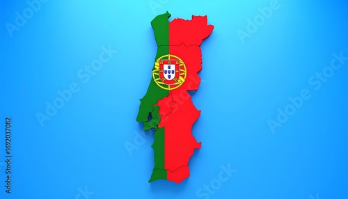 3D map of Portugal on a light blue background