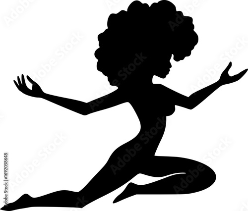 Afro yoga monochrome illustration black and white art design minimalist vector yoga pose wellness meditation health fitness African culture strength balance harmony spiritual practice mindfulness artw