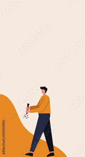 A man planting seeds or cultivating the ground, symbolizing growth, sustainability, agriculture, and environmental care. Ideal for lifestyle or business concepts.