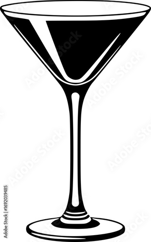 Martini Glass Black and White Minimalist Illustration Sleek Modern Artistic Design for Cocktail Themes