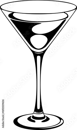 Martini Glass Illustration Stylish monochrome vector art minimalist elegant sleek black and white design luxury sophistication cocktail icon modern simple retro vintage style premium quality high-r
