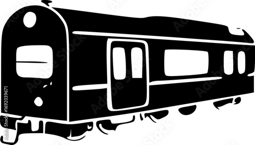 Monochrome MRT Train Illustration Black and White Vector Art Design