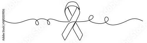 continuous line art of a ribbon. this icon is for international aids day

