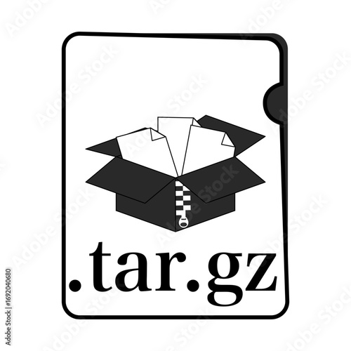 TAR.GZファイル形式 圧縮ファイル モノクロ〜TAR.GZ file format, compressed file, monochrome〜