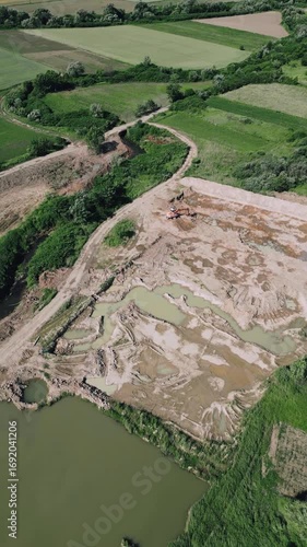Excavation Site Near Pond from Above