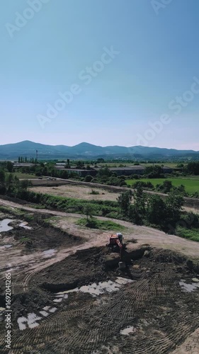 Sandpit and Excavator from Above