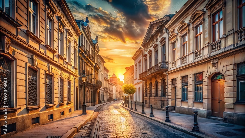 Fototapeta premium Warm-toned Minimalist Cityscape: Evoking Nostalgia & Cherished Memories