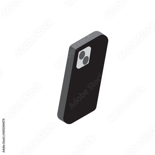 黒いスマートフォンのアイソメトリックイラスト