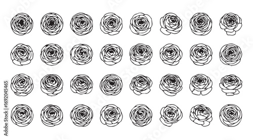 Collection of detailed fingerprint silhouettes for identification and security concepts