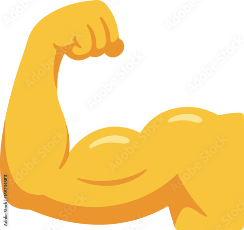 Strong biceps vector emoji icon. Flexed arm muscle gesture flat illustration, strength emoticon symbol isolated design.eps