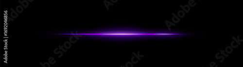 Narrow beam. Thin glowing horizontal stripe with smooth fade on black background. Suitable for digital design, laser, and motion visuals.