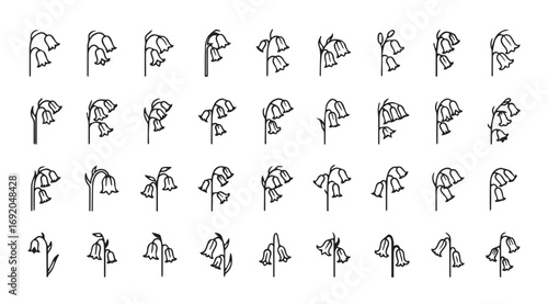 Collection of delicate floral silhouettes in a repeating pattern