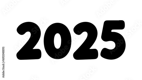 Bold black number 2025 isolated on a white background.