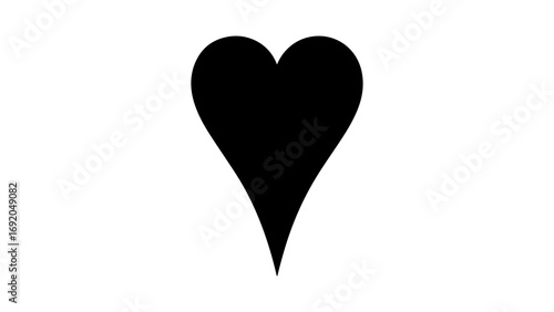 Elongated black heart icon with a sharp point.