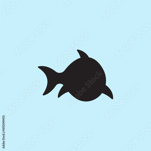 Shark silhouette vector illustration on blue background