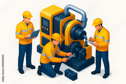 Semi-Realistic Gradient Vector of Engineers Fixing Industrial Machine