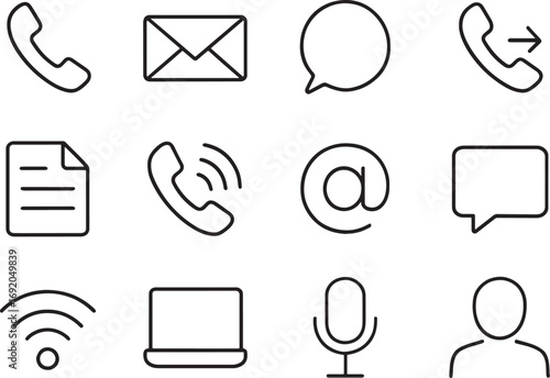 Communication and Contact Icons Phone Mail Chat Bubble Email Symbol phone receiver telephone