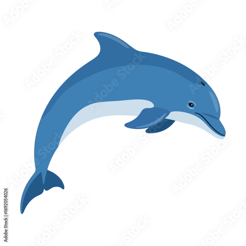 Cartoon Dolphin Leaping with Blue and White Coloring