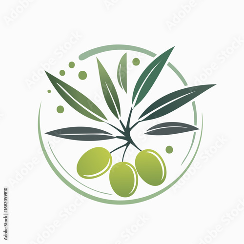 Olive Branch Circle Natural Green Olive Branch Design with a Circular Frame for Beauty and Health