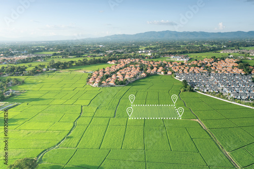 Cuadro en lienzo Land plot in aerial view