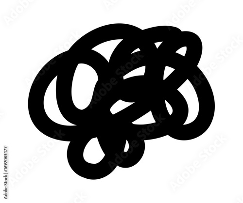 Hand-drawn doodle tangled sign icon simple sketch confusion thoughtfulness doubt symbol isolated on white background for design and decoration.