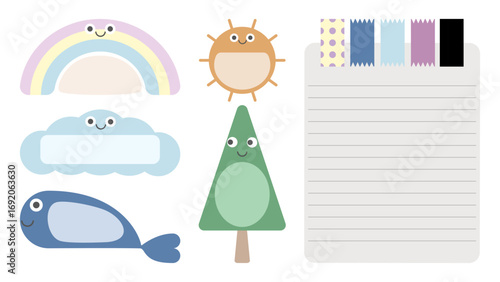 A collection of cartoon stickers design for stationery, planer, digital scrapbook and baby shower card.