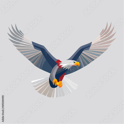 Geometric American Bald Eagle Illustration with Wings Spread