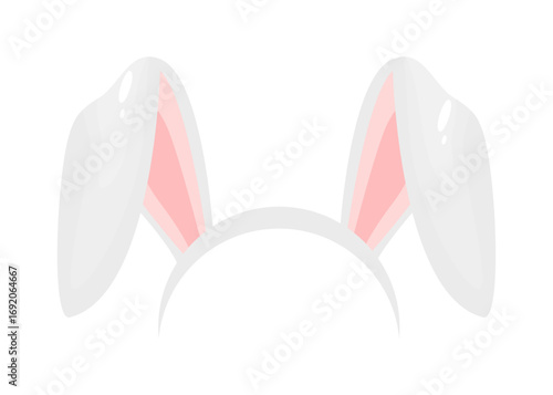 Rabbit ears realistic vector illustrations. Bunny ears kid headband, mask. Hare costume pink cartoon element. Photo editor, booth, video chat app color isolated cliparts