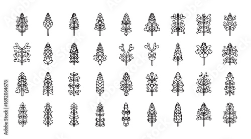 Collection of intricate geometric ornate decorative elements silhouette