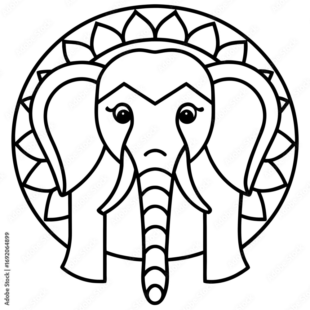 Fototapeta premium Intricate Elephant Mandala Outline Illustration