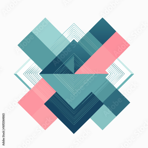 Abstract geometric composition of shapes with vibrant colors and a modern design aesthetic