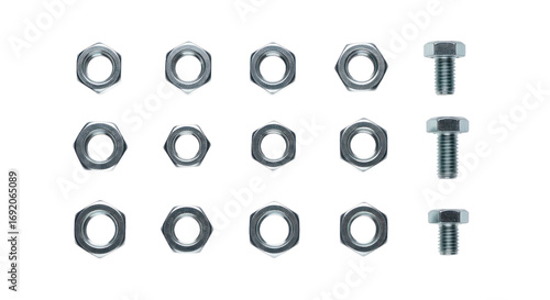 Metal nuts bolts transparent background